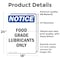 Signmission Food Grade Lubricants Only, 18 in W x Rectangle, Vinyl Decal OS-2PACK-NS-D-1824-V-12821 - alternate 6